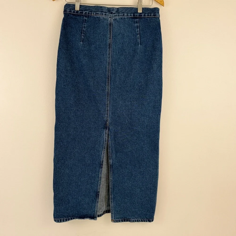 Jitterbug Ranch Denim Maxi Skirt Blue Cotton L Long Jean‎ Skirt Western Pocket - Picture 2 of 11